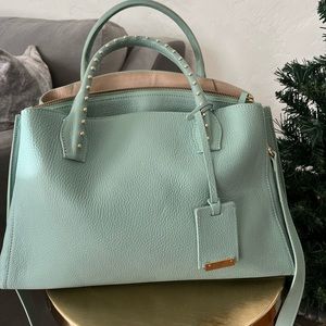IACUCCI Italian Leather Satchel - Celeste